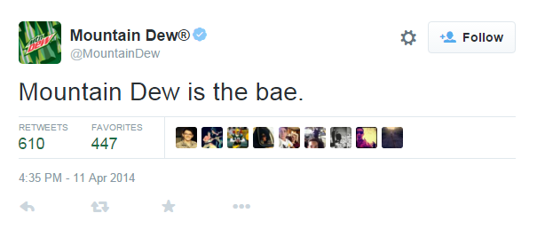 Mountain Dew saying Bae on Twitter