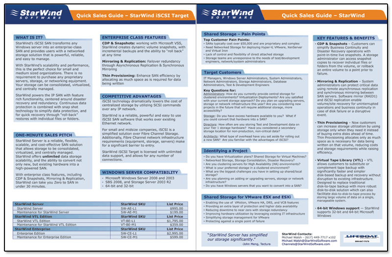 StarWind Software Spec Sheet