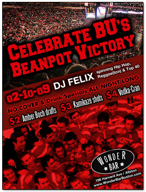 Wonder Bar Boston University Beanpot Flier