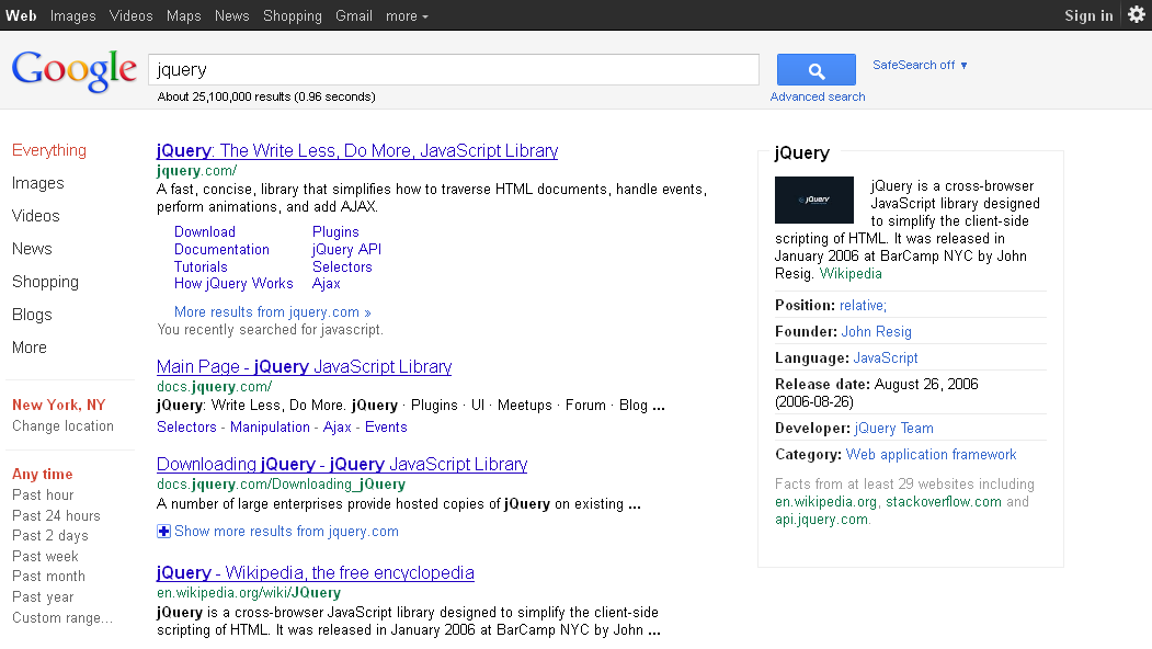 New Google Sidebar - jQuery