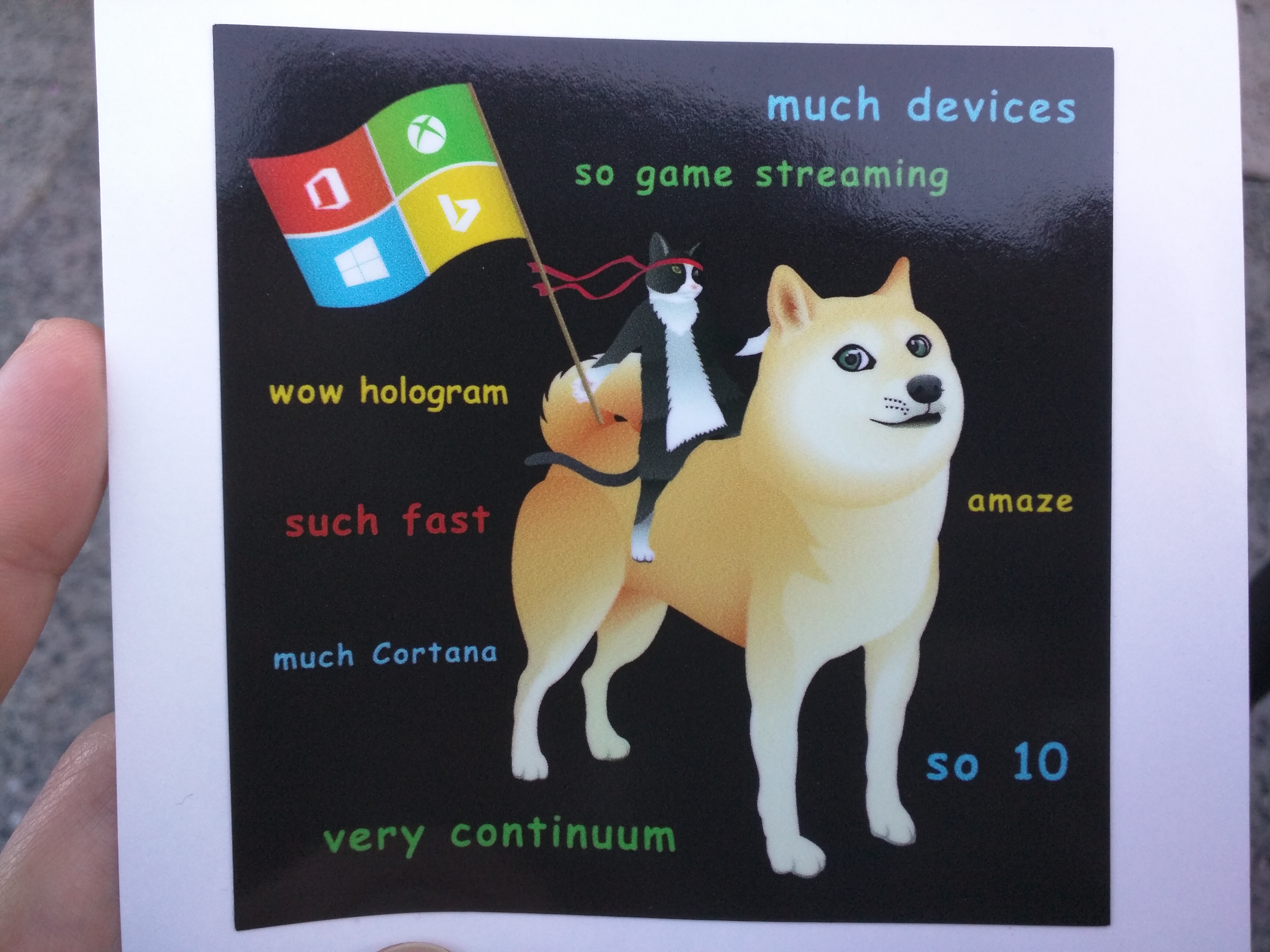 Microsoft handing out shibe doge meme fliers at their Windows 10 Conference